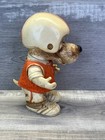 1977 Creative Mfg Orange Football Player Hound Dog Plastic Coin Bank Vintage 70s