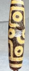 Tibetan Old Agate 9 Eye Dzi Bead  Silkworm Lines  Cinnabar  Unique  Talisman   