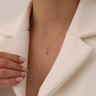 Lab Created Diamond Cross Necklace  Dainty Cross Pendant  14k Yellow Gold Plated