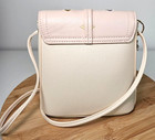 New White Designer Inspired Faux Leather Crossbody Bag Ti Logo   Charm