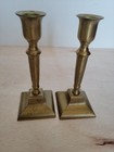 Peerage Brass Square Base Candle Holders Pair Antique Brass Finish Gold
