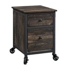 Vintage Dark Oak 2- Vidrawer File Cabinet Wood Office Pedestal Organizer  Desk
