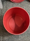 Vintage Mid Century Danish Modern Red Woodgrain Plastic 2 Pc Canister Set