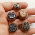 Ancient 5 Roman Intaglio Ring Bronze Engraved Intaglio Ancient Coloredjade Rings