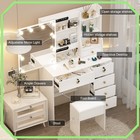 Dressing Desk Vanity Table Set Led Lighted Makeup Mirror With Drawers And Stool