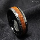 Black Tungsten Carbide Ring Koa Wood Inlay Dome Wedding Band Atop Men s Jewelry
