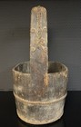 Vintage Wooden Water Bucket Chinese Burden Very Old Oval Large Rustic Primitive