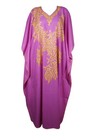 Womens Purple Boho Kaftan Embroidered Handcrafted Cotton Ethnic Maxi Dress L-2xl