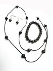 Shungite Set Necklace Earrings Bracelet Beads 8 Mm Rare Mineral Emf Protection