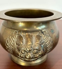Vintage Solid Brass Chinese Jardiniere Applied Foo Dogs  Asian Antiques 