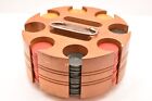 Vintage Bakelite Catalin 184 Poker Chips Butterscotch Red Swirl Marbled W Caddy