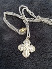 Vintage Sterling Silver 4 Way Holy Cross Catholic Religious Medal Pendant Chain