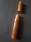 19th Century Hand Turn Treen Wood Needle Case Tight Top For Sewing Needles