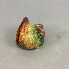 Miniature Turkey Trinket Box - Hand Painted Enamel - With Swarowski Crystals