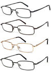 Retro Rectangle Reading Glasses Metal Frame Spring Hinges High Power Up To  6 00