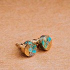 Vintage Lakeside Oval Natural Turquoise Sterling Silver Daily Stud Earrings