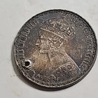 1859 Great Britain Florin Victoria Gothic Silver Km 746 Holed