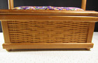 Vtg Wooden Sewing Basket Wicker Weave Box Fabric Top 10 l X7-3 4  W X 4-1 2 h