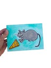 5 X 7 Original Art Aceo Canvas Board Mouse W Cheese Doodle Doodlecore Painting 