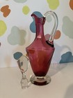 Vintage Cranberry Hand Blown Decanter With Clear Stopper