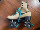 Vintage 80 s Nike Tan Suede Roller Skates   Wheels Sunlite Plate W Swoosh Size 7