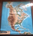 Large Vintage Raised Relief Rubber Vinyl North America 60  X 56  Relief Wall Map