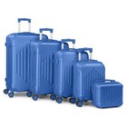 5-piece Abs Luggage Set With Diamond Texture Reinforced Corners Navy Blue