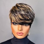 Saeiall Short Human Hair Wig Pixie Cut Wig For Black Women Human Hair Multico   