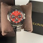 New Bulova Marine Star Men s Chronograph Quartz Watch Red Dial 98b350 43 Mm