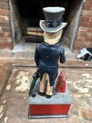 Vintage 70s  Mechanical Cast Iron Uncle Sam Coin Bank Cast Iron  Works