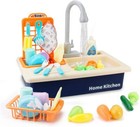 Kids Kitchen Toy Set Play Sink With Running Water With Real Faucet Pretend Toy