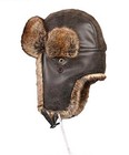 Oncefirst Unisex Trapper Hat Faux Leather Ushanka Russian Hat Medium Brown