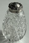 Antique American Brilliant Pressed Glass Sterling Silver Top Salt Pepper Shaker