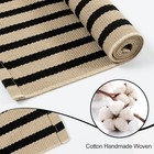  Outdoor Porch Rug Front Door Mat 24 x51  Washable Black And Tan Striped 