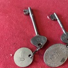 A1-vintage Antique  3  Hotel Motel Room Key Fobs With Skeleton Key 1920s-30s