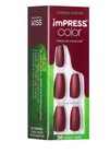 Kiss Impress Color Matte Burgundy Wine Medium Length Press-on Nails Lights Out