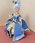 Miniature Porcelain Dollhouse Doll Beautiful Unique Rococo Lady In Blue