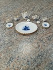 Vintage Daic Miniature Tea Set 10 Pieces Delft Blue Porcelain Windmill Gold Trim
