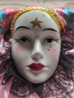 Vintage Venetian Mardi Gras Jester Face Ceramic Mask 10   Pink