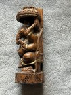 Antique Old Rare Hand Carved Wood Hindu God Ganesha Worship Deity Figure Statue