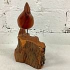 Vintage John Cowdon Hand Carved Wooden Cardinal On A Stump Tennessee 6  Folk Art