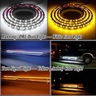 2x 70  Inch Running Board Side Step Led Light Door White Amber Turn Signal Strip