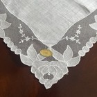 Vtg Wedding Hankie White Cotton Embroidered Net Lace Bridal Roses 11x11  Nwt