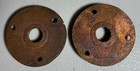 Pair - Vintage Antique Old Eastlake Brass Round Door Knob Escutcheon Back Plates