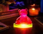 Handmade Resin Crystal Bear Night Light Led Decor Glows Pink Cute Desk Lamp