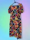 Vintage Twee Floral Calvin Klein Dress 100  Cotton A-line Size 14
