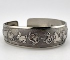 Unisex Vintage Chinese Zodiac Silver Bangle Bracelet  Gift Boxed  7 5 - 8   