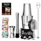 Boston Shaker Cocktail Shaker Set   Professional Bartender Kit With Silver