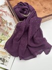 Premium Chiffon Scraf For Women - Rhinestone Muslim Hijab Purple