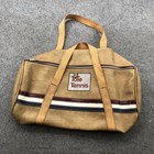 Vintage Tote Tennis Duffel Bag 70s 80s Tan Canvas Striped Gym Sports Travel Case